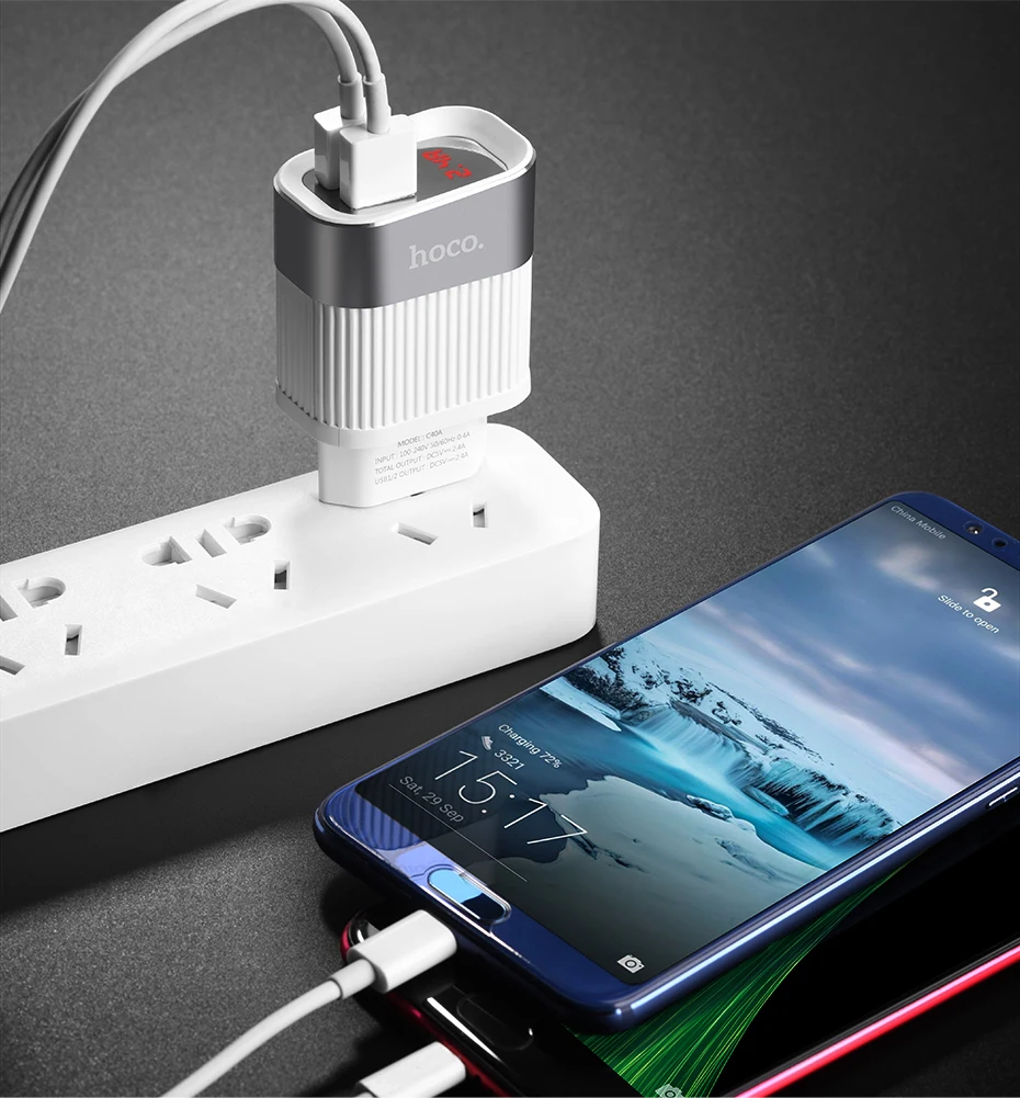 hoco зарядное устройство двойной usb адаптер 2.4a юсб розетка EU евро вилка для apple iphone samsung xiaomi ipad универсальный usb a сетевой адаптер для айфона зарядник на самсунг сяоми зарядка на айфон надежный