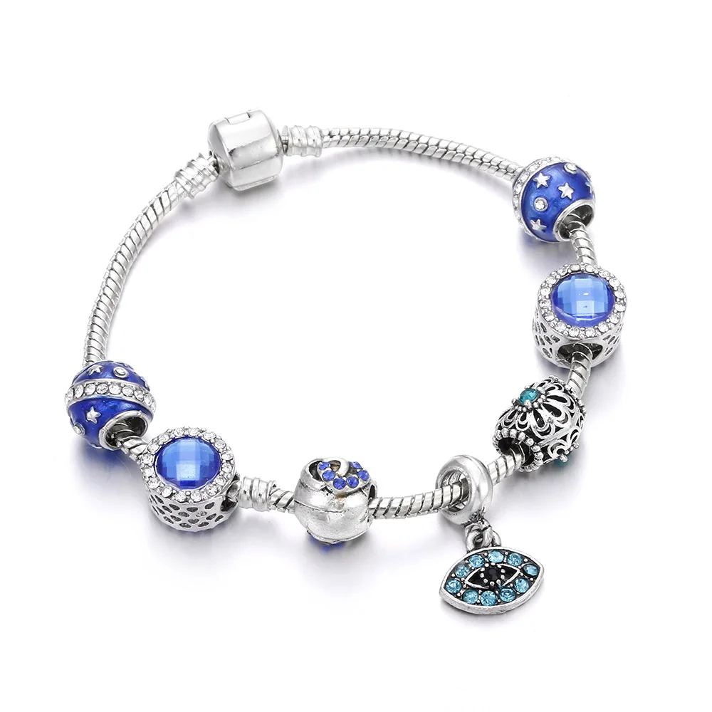 05 Queen Jewelry Femme DIY бусины браслеты и браслеты браслет с подвесками Серебряный кулон браслеты для женщин Подарки для свадьбы Винтаж - Окраска металла: 05