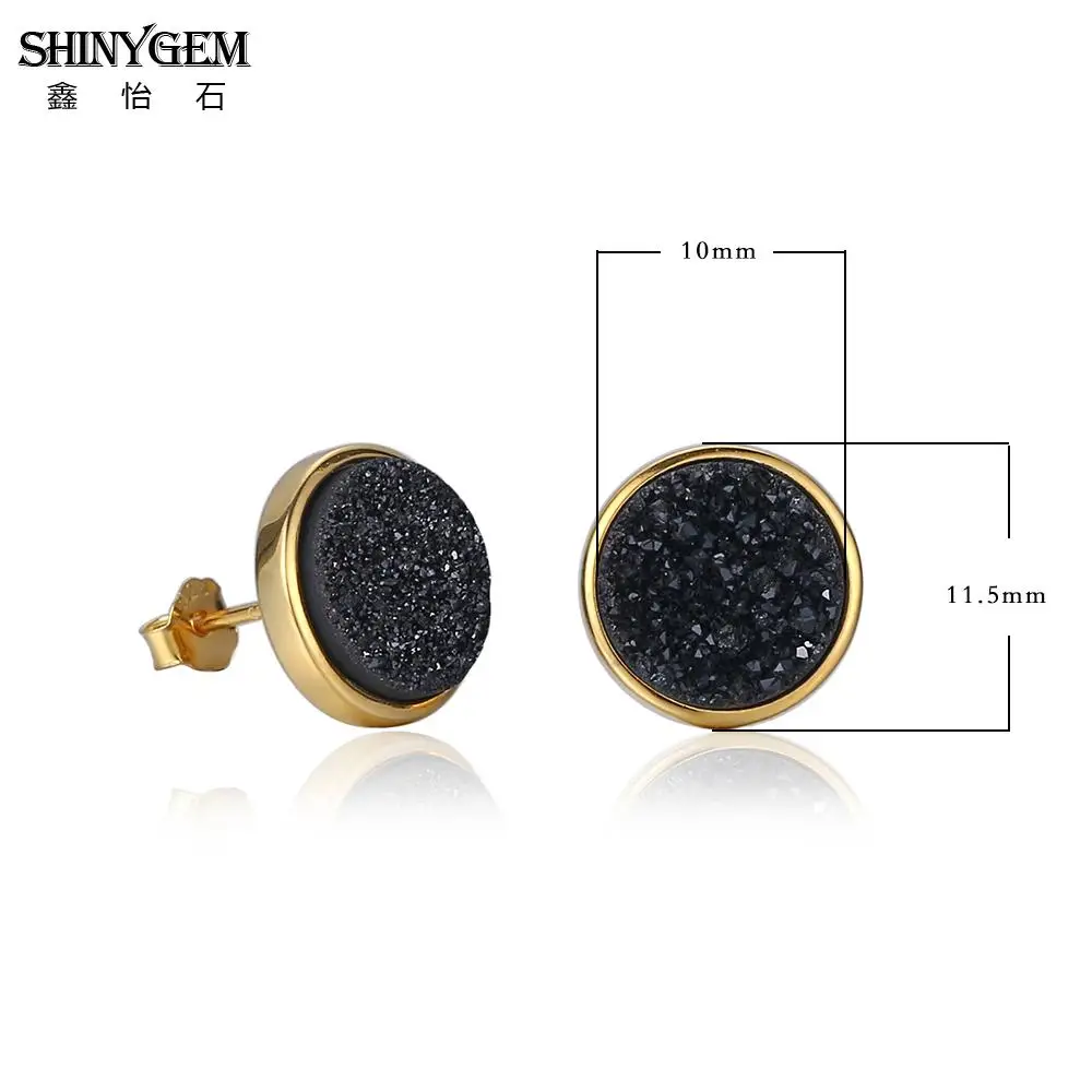 Серьги ShinyGem из 925 пробы серебра 10 мм круглые серьги гвоздики с натуральным