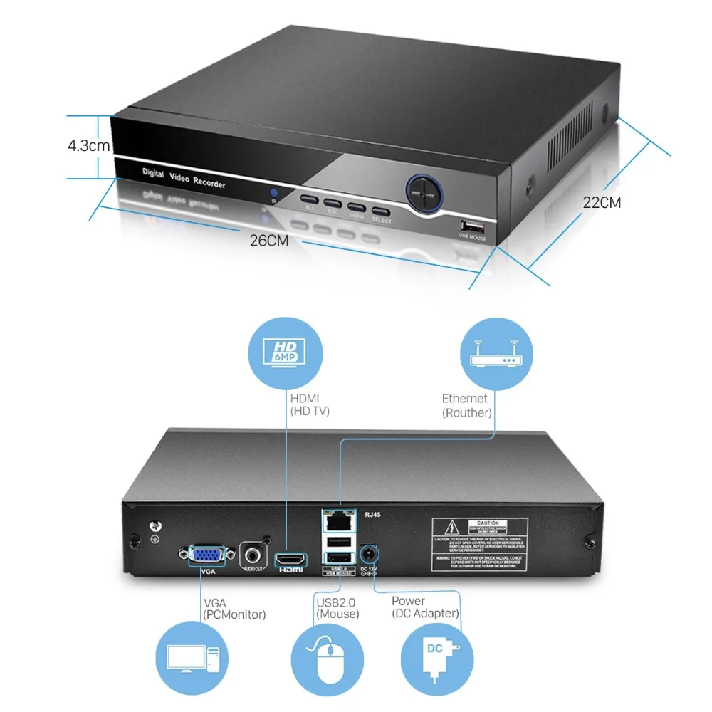 Сетевой видеорегистратор BESDER H.265 16 каналов 5 Мп/1080P 8 4 МП 2 0 для IP-камеры 1080P XMEYE P2P