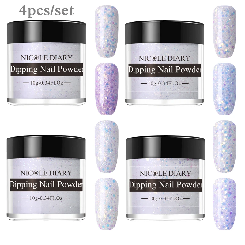 set 15 NICOLE Дневник 10 г погружающийся набор пудры для ногтей светильник чувствительный Dip порошок для ногтей пигмент пыль хлопья блестки изменение цвета Советы Декор - Цвет: set 15