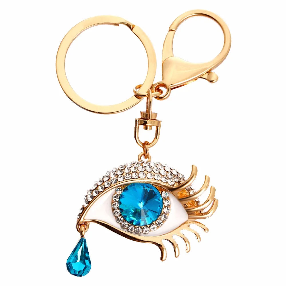 Брелок для ключей MINHIN с подвеской золотого цвета синими кристаллами|bag pendant|key chain