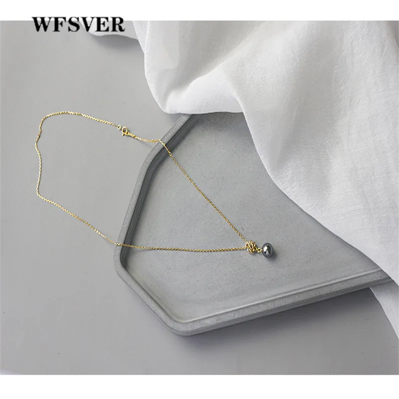 WFSVER серебро 925 пробы золотой цвет цепи черный корпус бусины кулон ожерелье для
