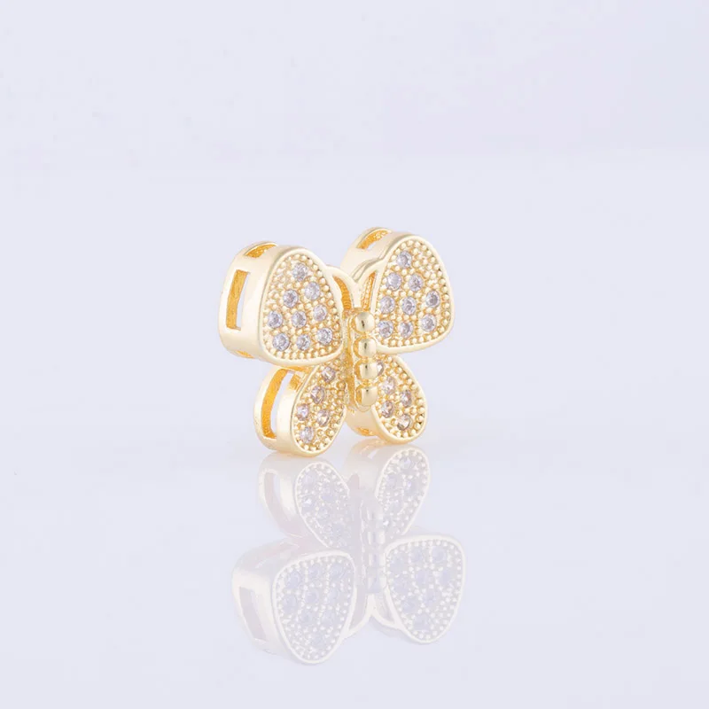 Бусины бабочки из циркония для браслетов медные бусины с микрозакрепкой