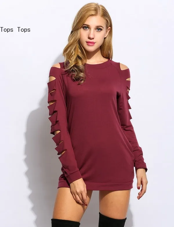 FANALA 2017 Весна Мини Карандаш Dress Женщины С Длинным Рукавом Выдалбливают Пуловеры О