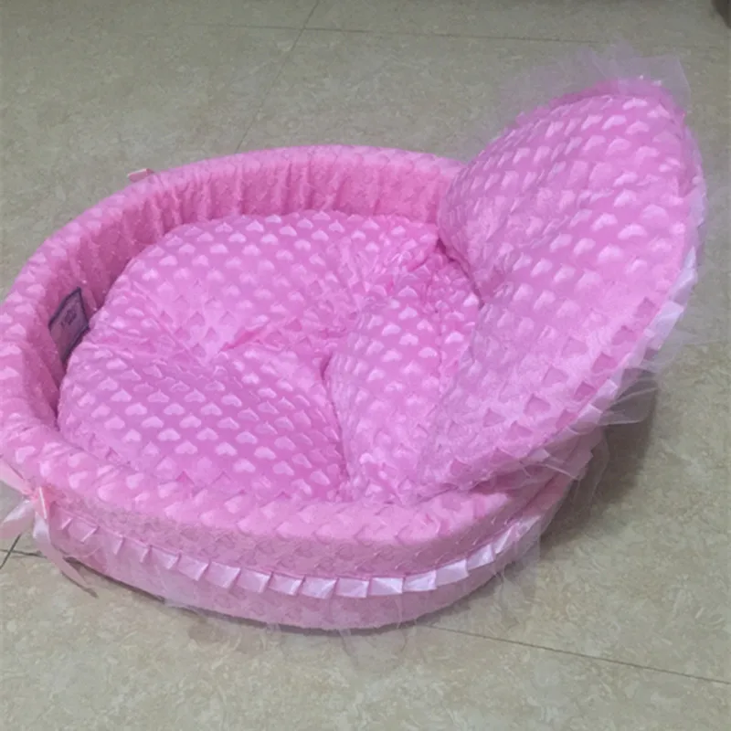 Rose red Petminru Dot кошка собака кровати принцессы кружевной домик для собак и щенков домик для домашних животных диваны для кошек собачье гнездо питомник - Цвет: Rose red