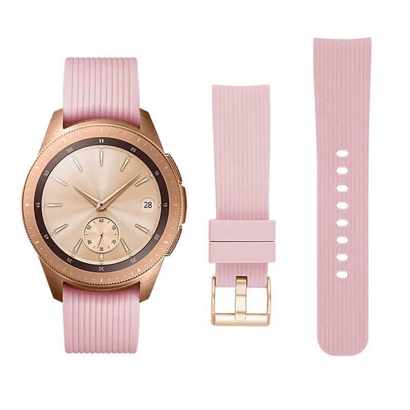 Pink 22 мм силиконовый ремешок для samsung Galaxy Watch 46 мм оригинальные силиконовые полосы замена спортивный браслет ремешок Oct30 - Цвет: Pink