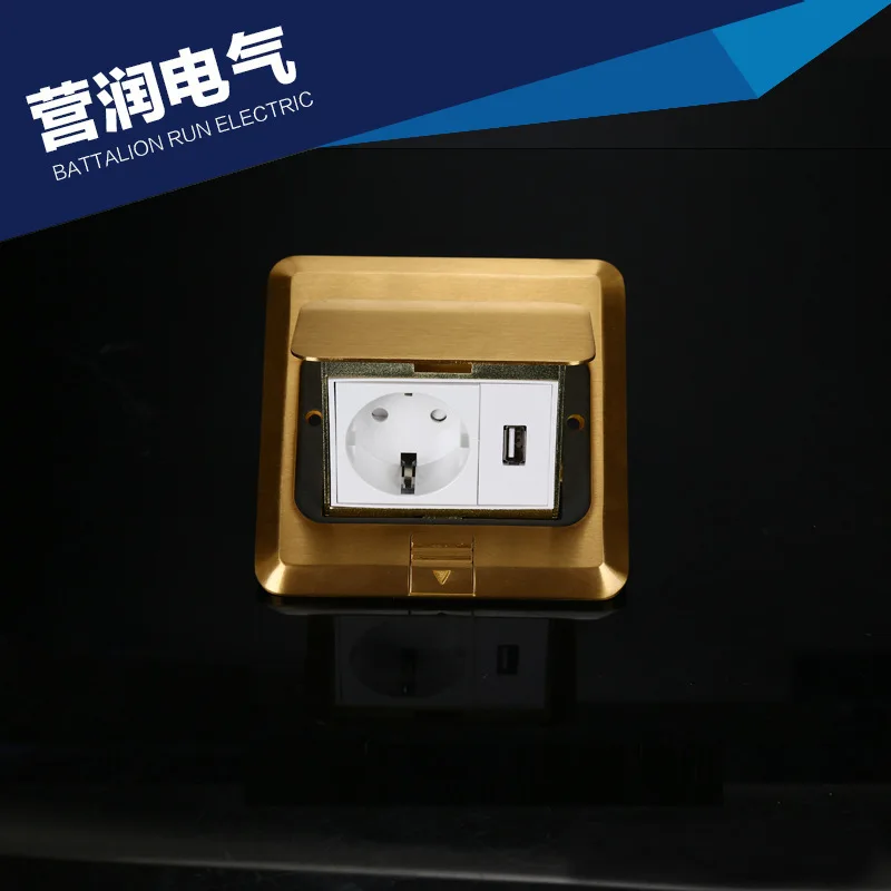 Золотая Выдвижная розетка европейского стандарта с USB разъемом 250 В/16
