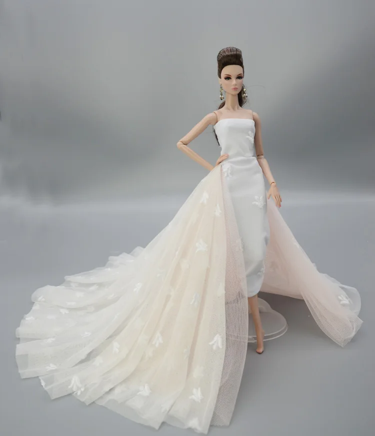 Великолепное длинное свадебное платье с цветными цветами женская одежда для 1/6 BJD