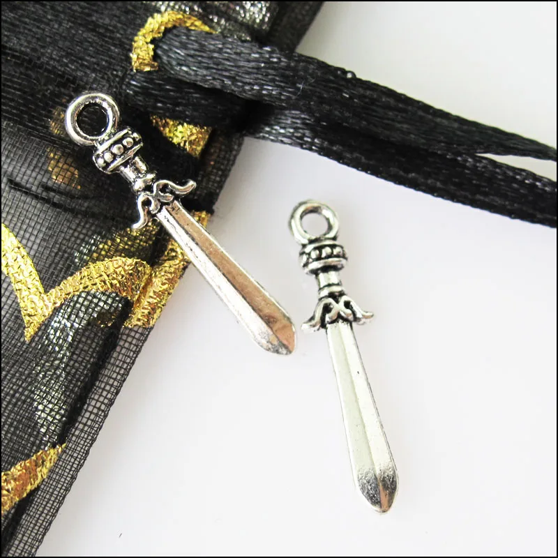 60 шт. подвески в виде меча 5 х22 мм|silver sword pendant|sword pendant silverantique silver |