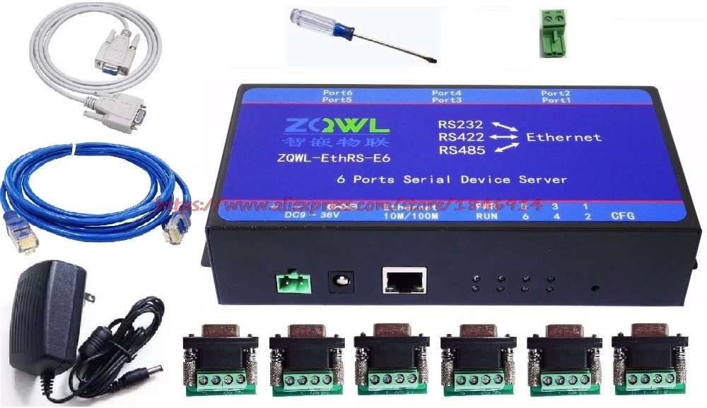 

Six serial server RS232/RS485/RS422 transfer network /Modbus TCP to RTU