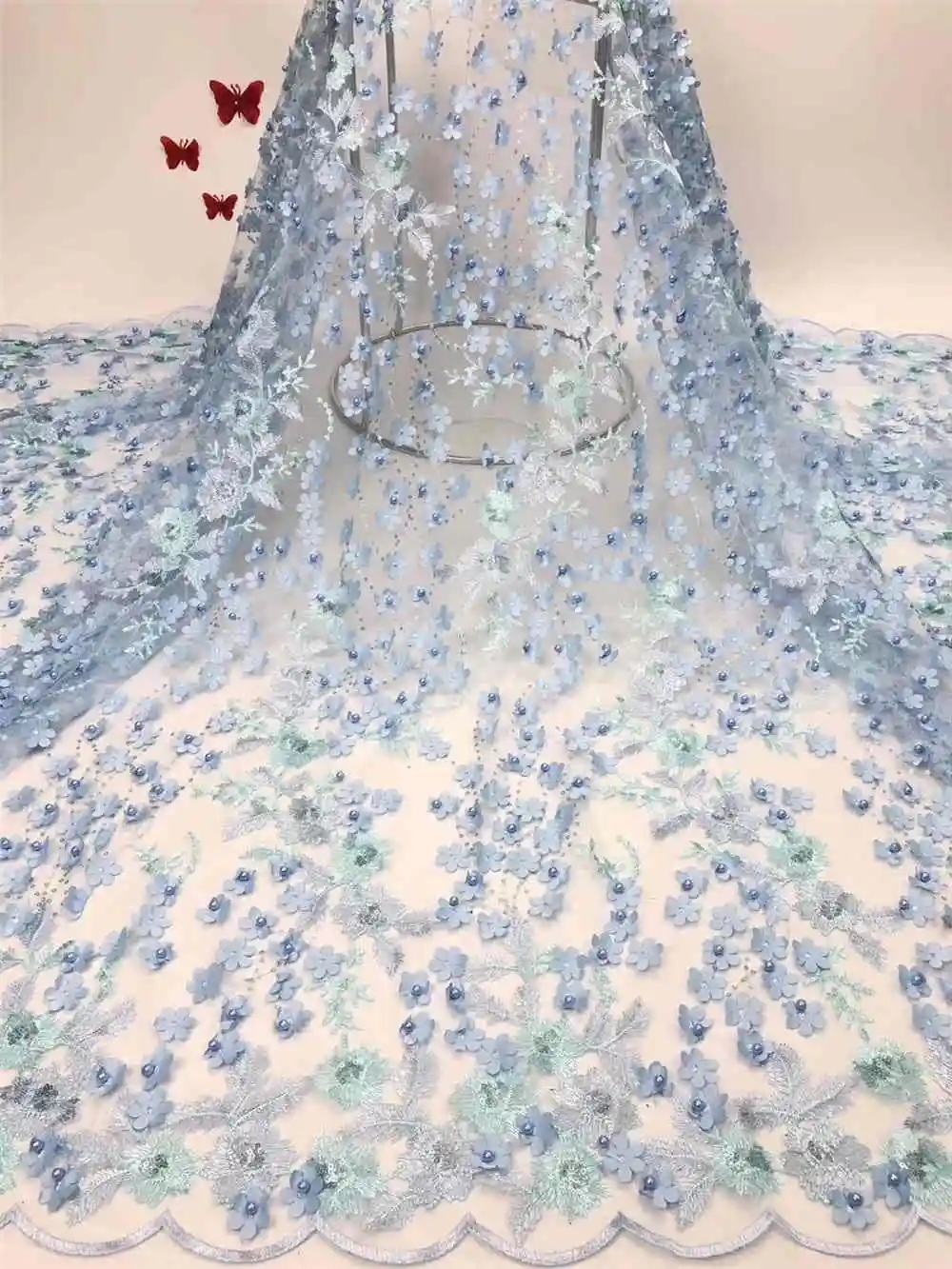 Latest Colorful African Appliqued Tulle Lace Fabric 2019 Wholesale French Net With Beaded For Nigeria Wedding Dress NX814z | Дом и сад