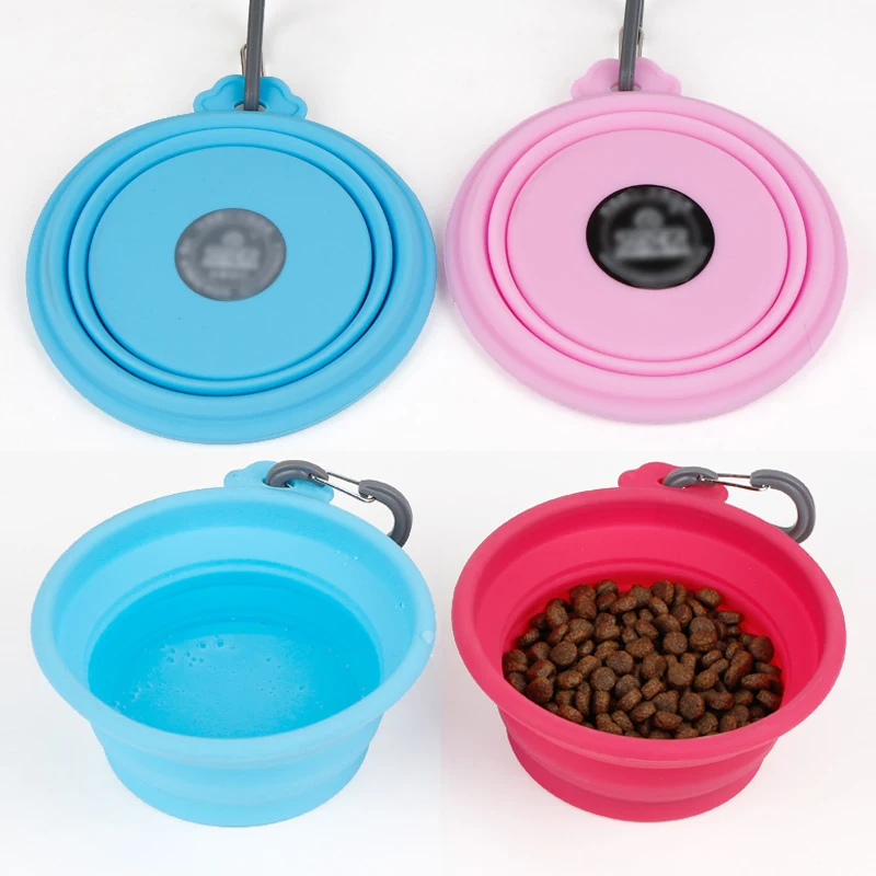 Портативная кормушка для путешествий собак хранение силикон наряд миска воды