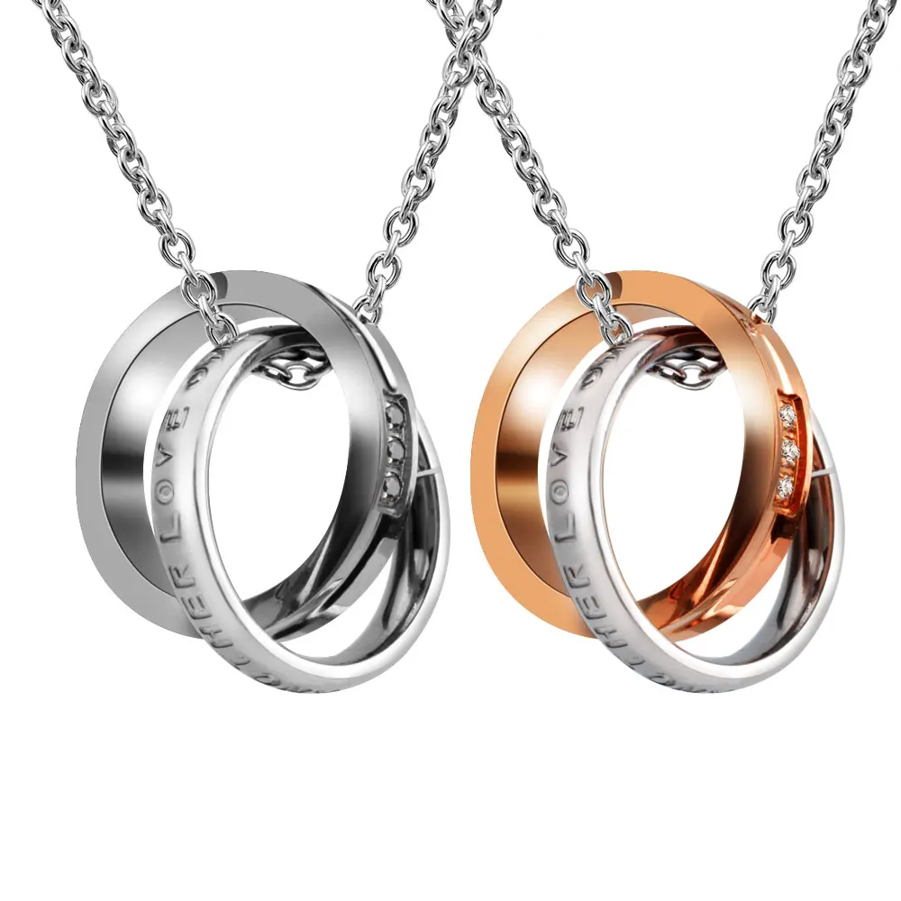 Circle FINE4U N080 цирконы ожерелья для пар для влюбленных 316L нержавеющая сталь круглые подвески ожерелья для пар подарки на день Святого Валентина - Окраска металла: Circle