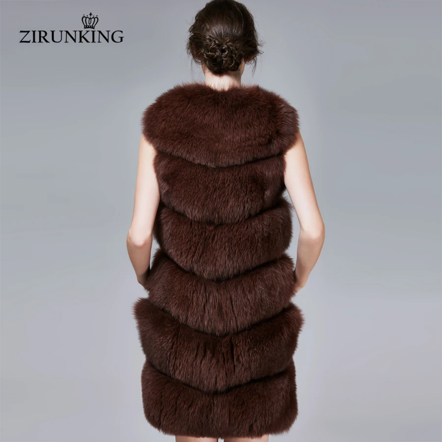 ZIRUNKING женский жилет из натурального Лисьего меха зимний без рукавов меховой для