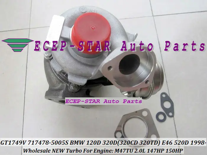 Турбокомпрессор GT1749V 717478 5006S 0004 для BMW 120D 320D 320CD 320TD E46 520D 1998 M47TU 2.0L D 147HP 150HP|turbocharger
