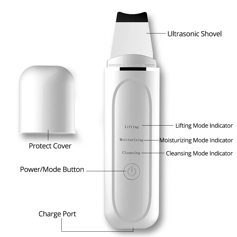 Электрический ультразвуковой скруббер для кожи машина чистки лица ионный