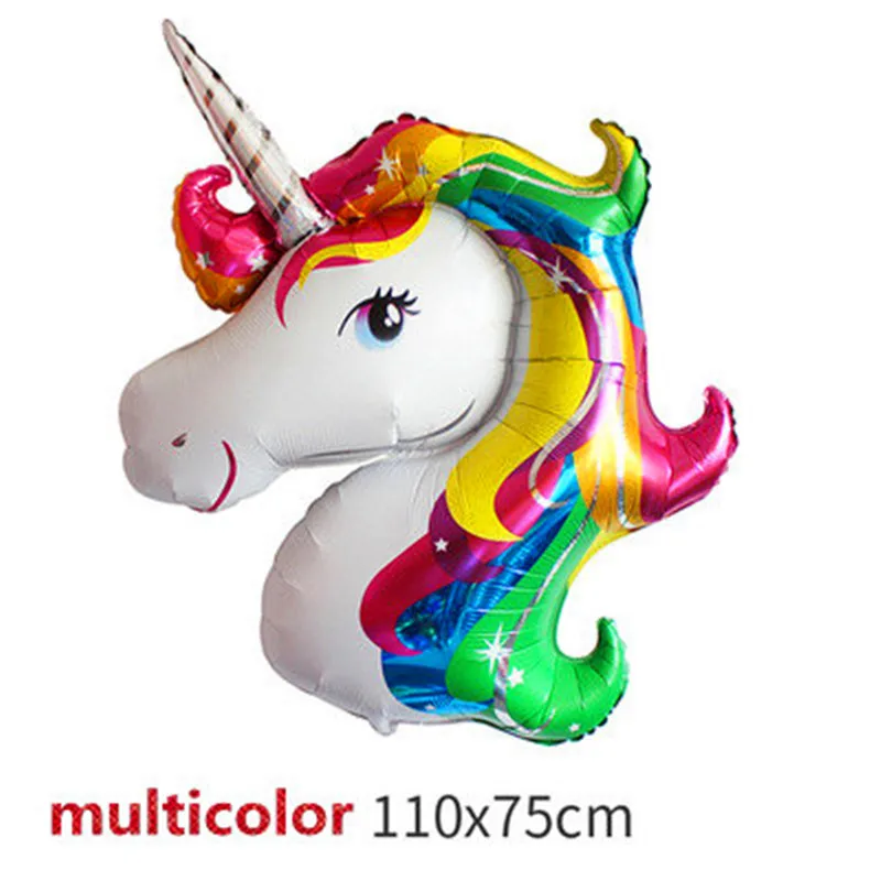 1 шт. гигантский шар из алюминиевой фольги с разноцветным единорогом детские