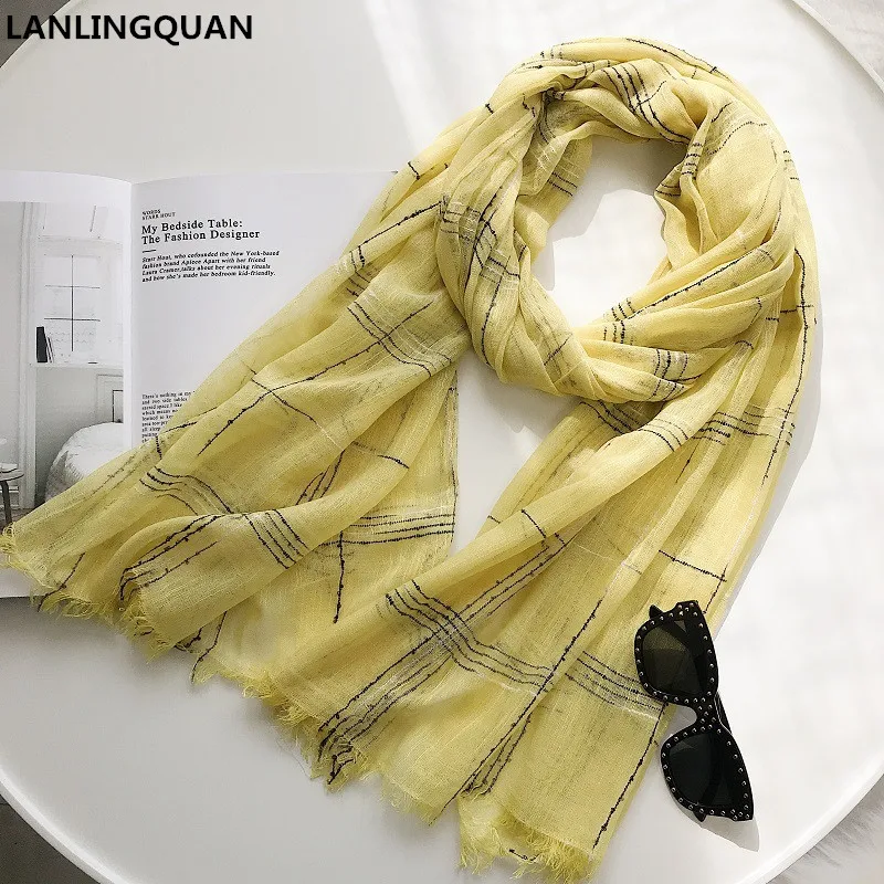 

2019 Autumn Solid Scarf For Women Brand Designer Shawl Cotton Plaid Scarves Blanket Wholesale Dropshipping Hijab Scarf Bandana