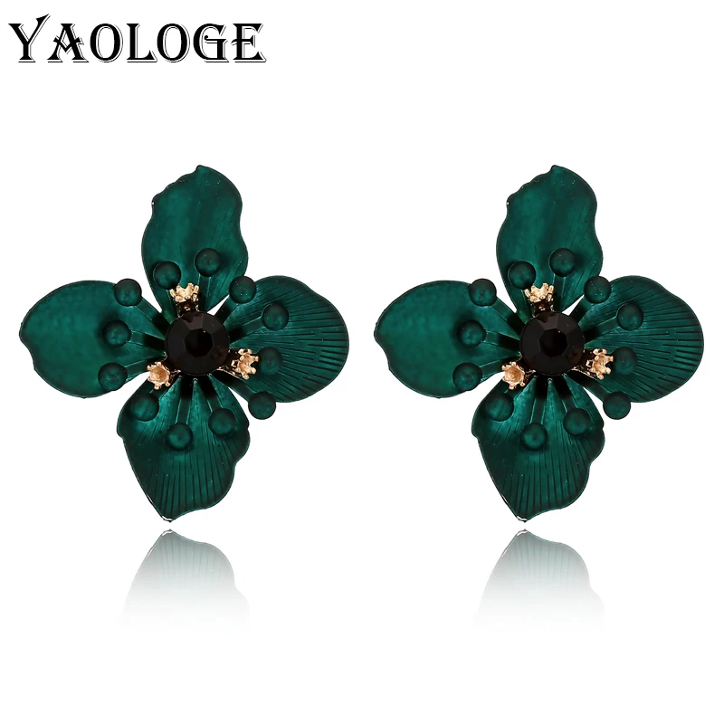 Женские богемные серьги с цветком YAOLOGE Разноцветные в четыре листа