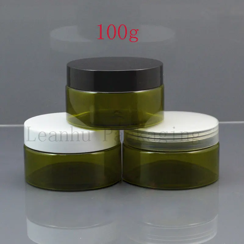 

100 г зеленые пластиковые банки для крема, 100CC DIY маска крем/крем упаковочная банка, пустой косметический контейнер (50 шт./лот)
