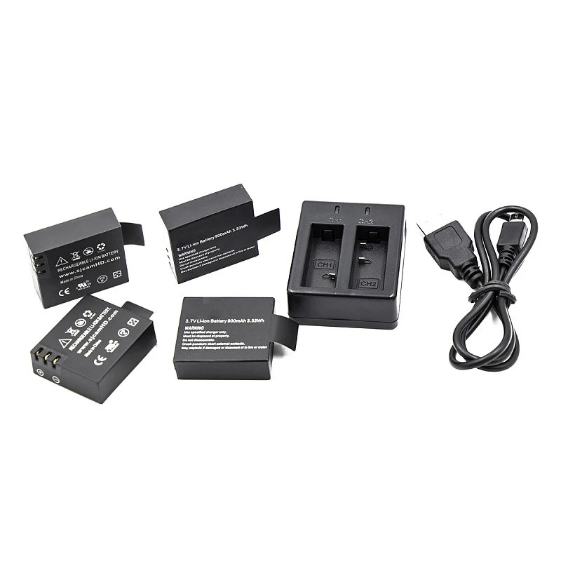 4 шт. перезаряжаемая батарея двойное зарядное устройство USB для SJCAM SJ4000 SJ5000 PLUS WIFI 4k