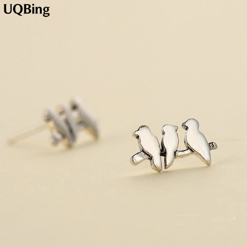 Cute Three Bird Stud Earrings Fashion 925 Silver Jewelry Pendientes Brincos Drop Shipping | Украшения и аксессуары