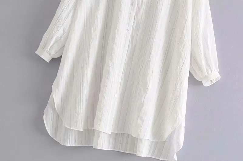 2019 новая женская мода Круглая горловина в полоску повседневные длинные Смок