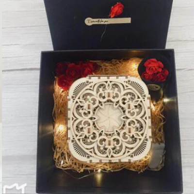 Finished music box DIY 3D деревянная ручная головоломка, игрушка ручной работы, головоломка для девочек, коробка для хранения ювелирных изделий на День отца, День святого Валентина - Цвет: Finished music box