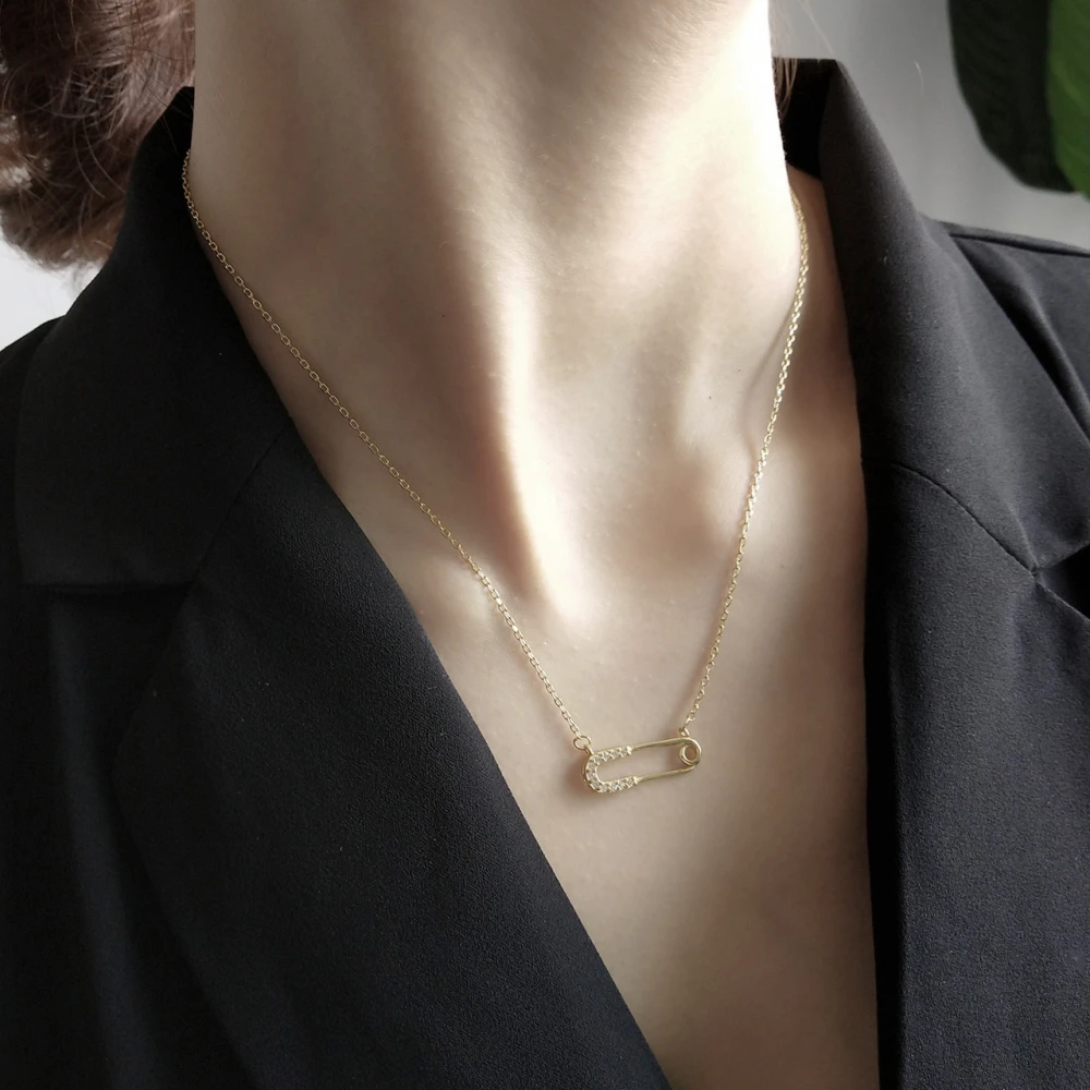 Женское ожерелье с подвеской из стерлингового серебра 925 пробы прозрачными