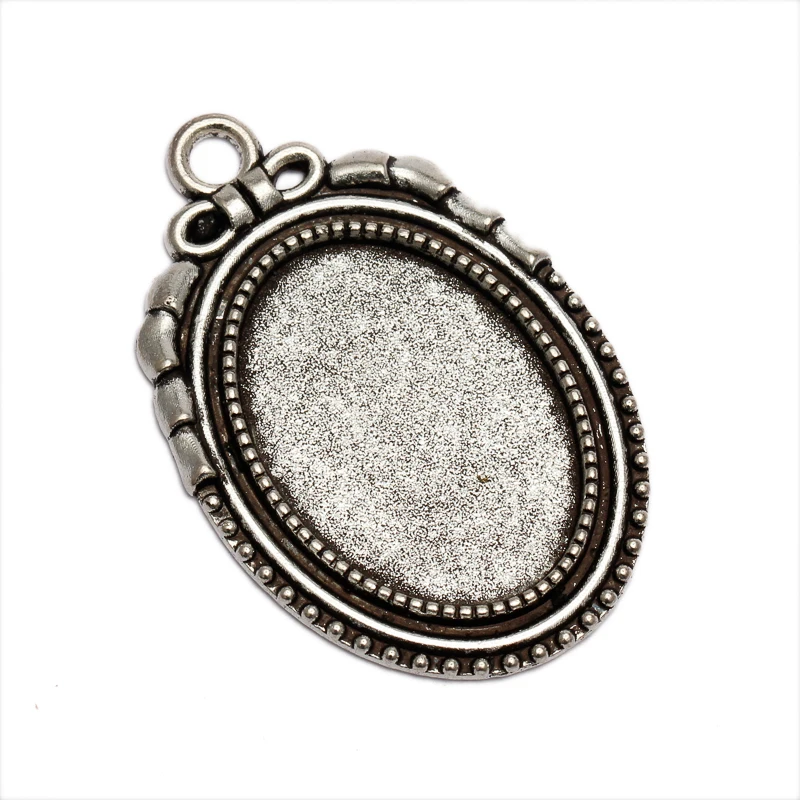 

10pcs Antique Bronze/Silver Plated Pendant Cabochon Base Pendant Setting for 18x25mm Glass Cabochon Cameo DIY Necklace