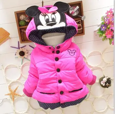 New Fashion Brand Children Girls Cute Coats Toddler Jacket Kids Winter Thick Warm Down Baby Cartoon Outwear Clothes - Цвет: rose