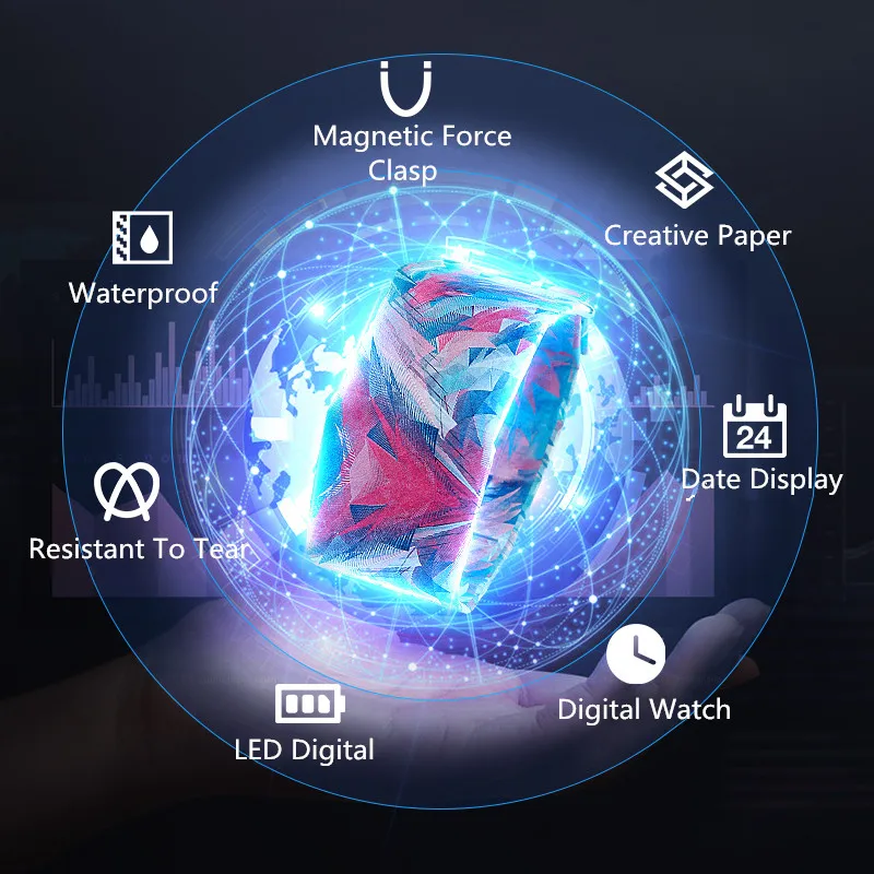 Цифровые часы 2018 новые стильные бумажные светодиодный спортивные наручные для