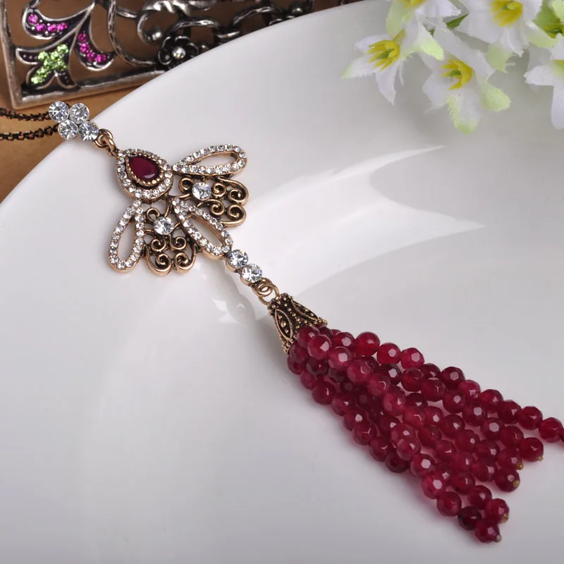 Женское винтажное ожерелье Blucome большое длинное с кисточками из турецких