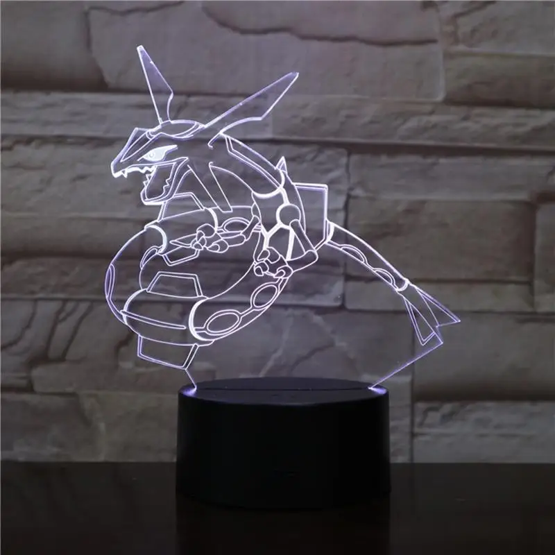 Мультфильм 3D лампа покемон игры фигурки Rayquaza ночной Светильник СВЕТОДИОДНЫЙ многоцветный детский подарок мальчик малыш игрушка Праздник Вечеринка светильник ing