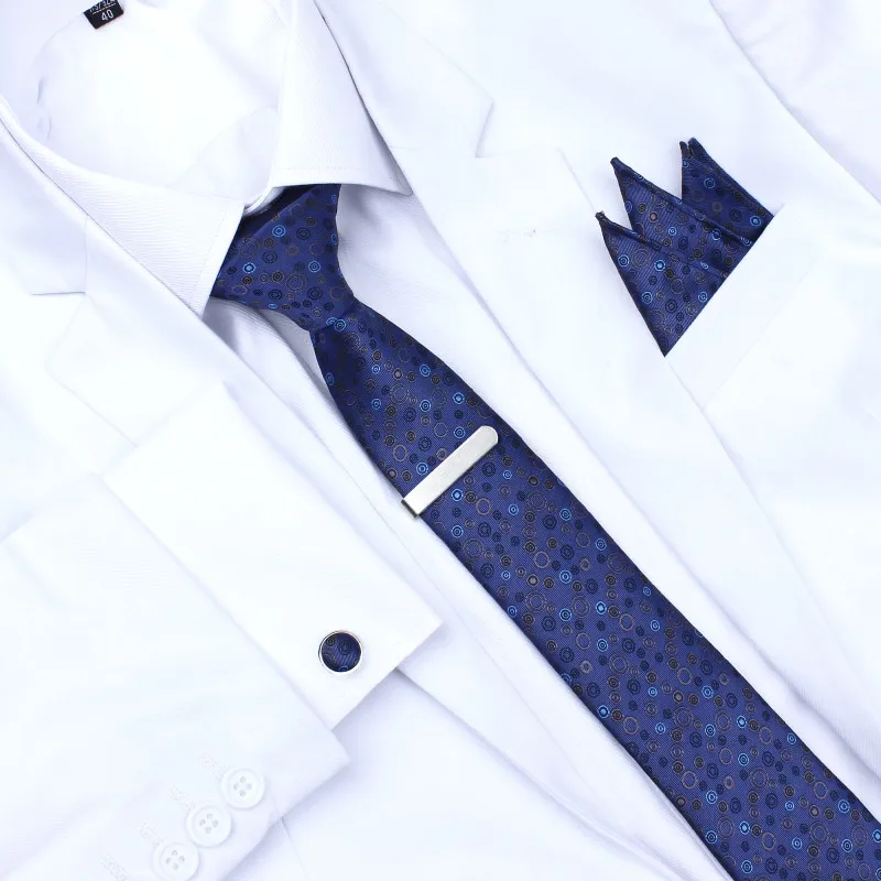 HAWSON Colorful Pattern Necktie Set with Pocket Square Tie-Clip and Button Cover Cuff-links Hot Selling | Аксессуары для одежды