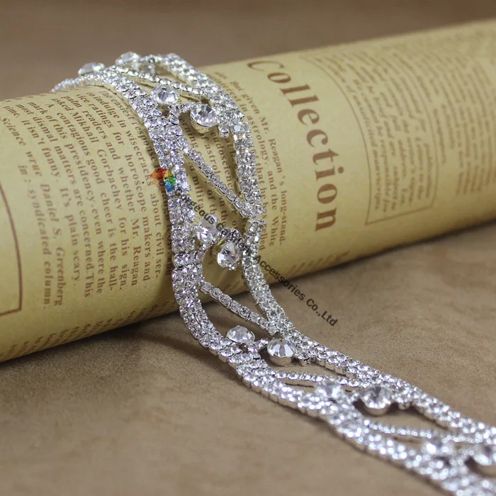 1 ярд 24 мм винтажная прозрачная цепочка из чешского хрусталя серебристого