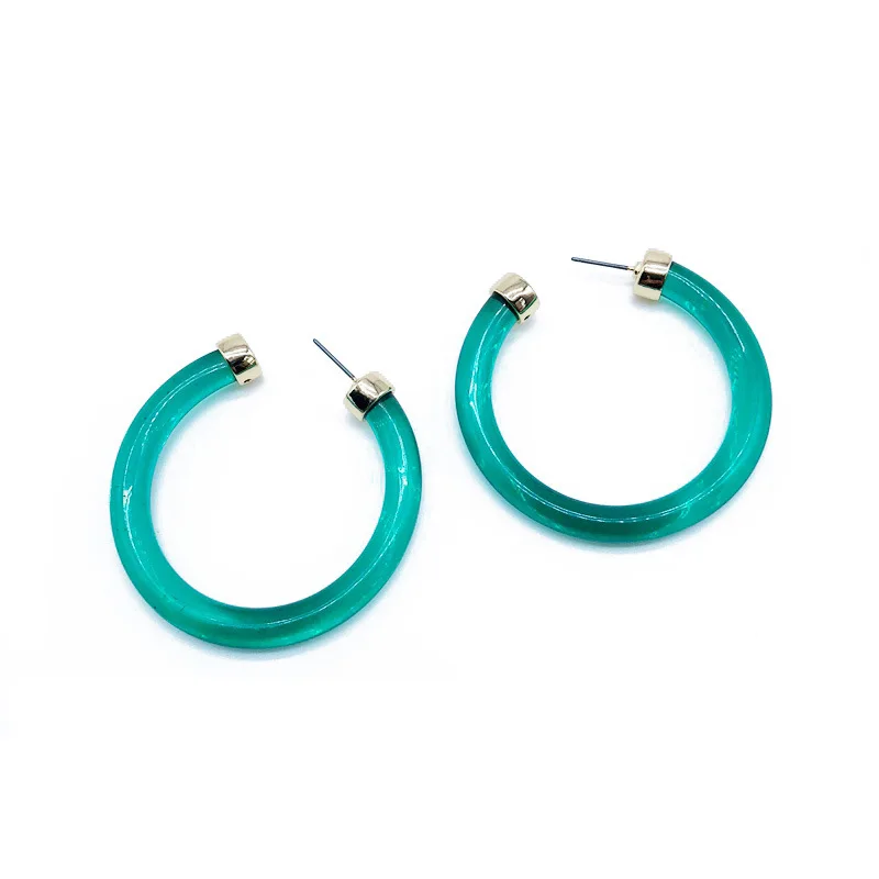 Модные богемные зеленые круглые смолы серьги-гвоздики из сплава атмосферного