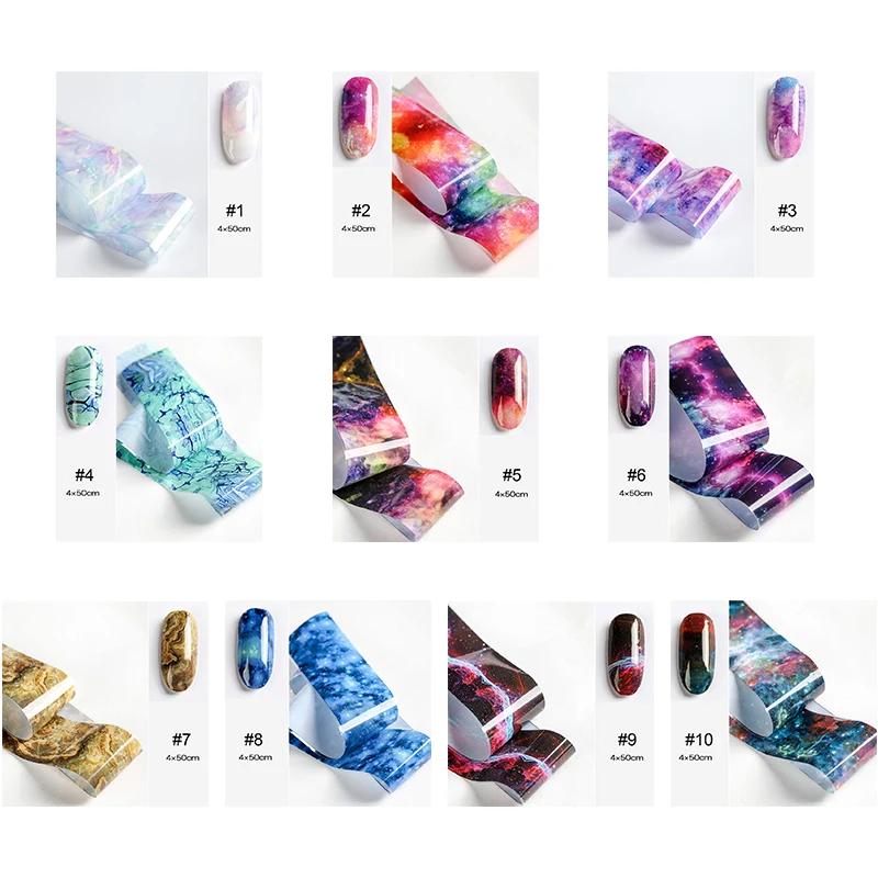 Градиентные наклейки для ногтей с разноцветными узорами Psychedelic Sky Series переводные