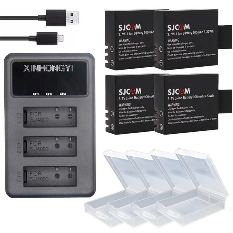 3 7 V 900mAh Bateria SJ5000 SJ6000 Wifi SJ4000 батарея + LCD слота USB зарядное устройство для камеры SJCAM