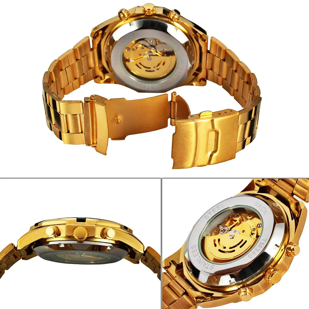 FORSINING мужские часы Лидирующий бренд роскошные золотые автоматические