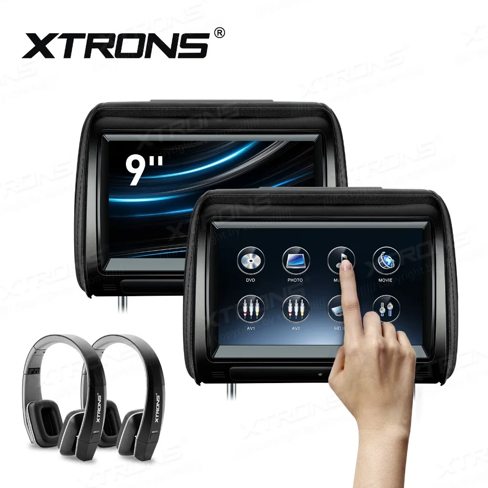 XTRONS 2 шт. 9 дюймовый монитор для подголовника автомобиля DVD плеер 1080P видео