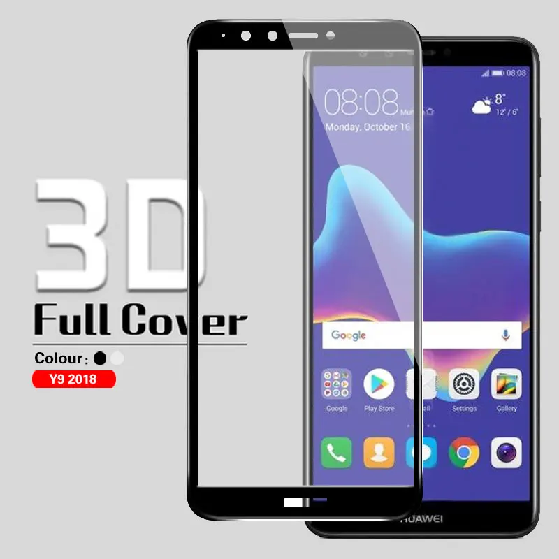 3D для защиты от солнца стеклянная пленка Huawei Y3 Y5 Y6 Y7 Prime Pro Y9 2018 CAG-L02 CAG-L03 CAG-L22 CAG-L23