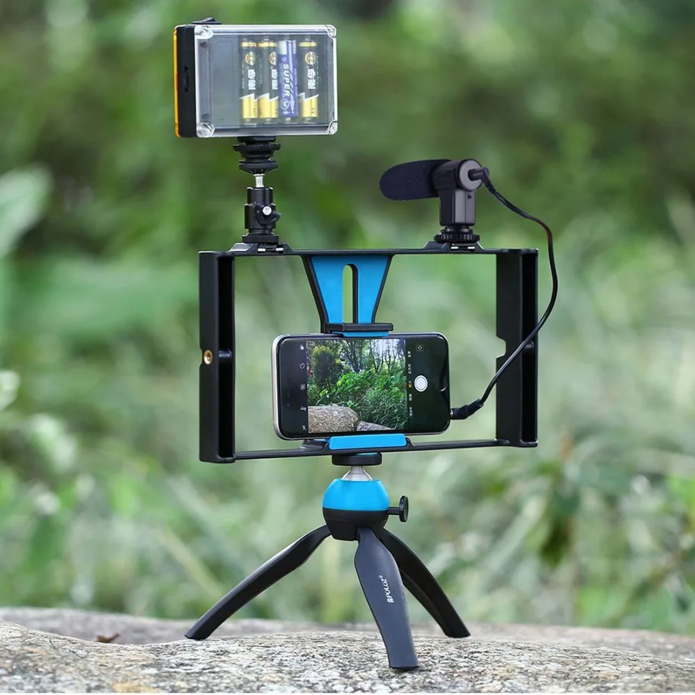 Двойные ручки для Iphone Android консоль телефонов стабилизатор микрофона