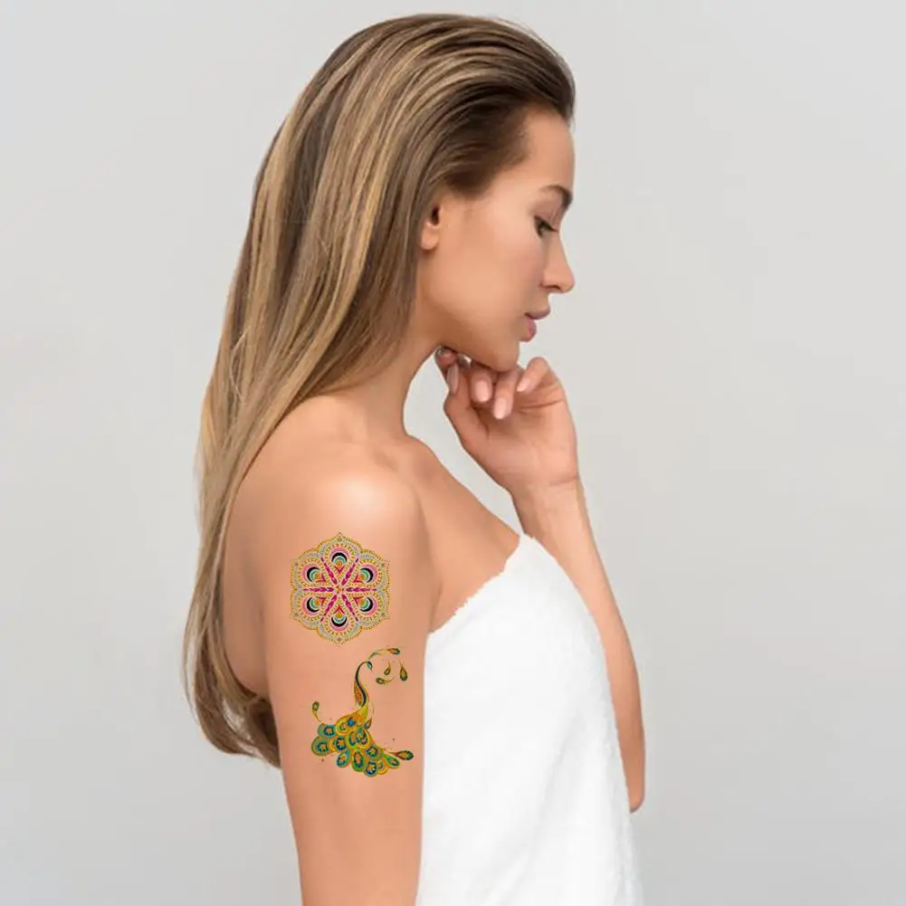 

8 Pcs/set Sheets Temporary Tattoo Stickers Metal Tattoos Gold and Silver Black Flash Temporary Tattoos Accessories