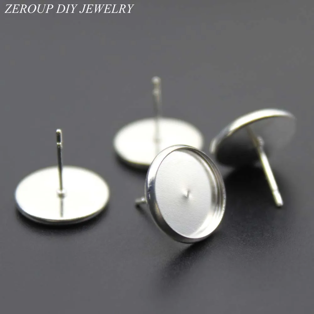 

12 мм круглые сережки-гвоздики с серебряным покрытием, Стеклянные Кабошоны, сережки, принадлежности для ювелирных изделий, 20 шт./лот