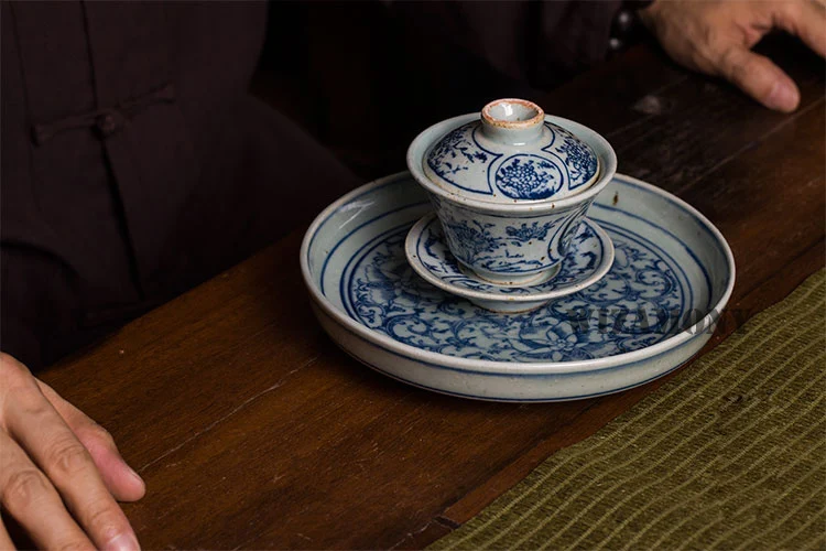 1 шт. WIZAMONY маленький голубой и белый Gaiwan Китайский древний глазурь Цзиндэчжэнь Чайный сервиз чайная чашка для разнообразного чайного фарфора