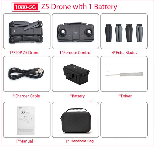 SJRC Z5 RC Дрон Профессиональный gps RTF 5G WiFi FPV 1080P камера с gps режим следования за мной RC Квадрокоптер vs XS812 MJX B5W JJPRO X5 - Цвет: 1080p5g 1B Bag