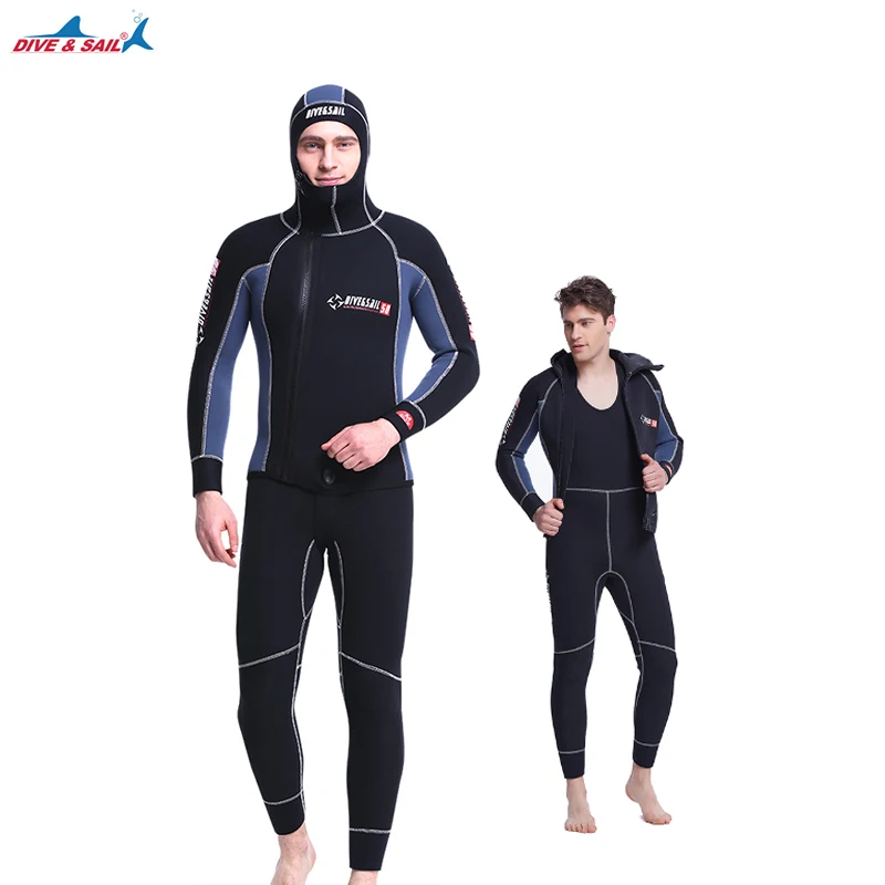 Мужские неопреновые гидрокостюмы из двух предметов 5 мм с двойной теплой