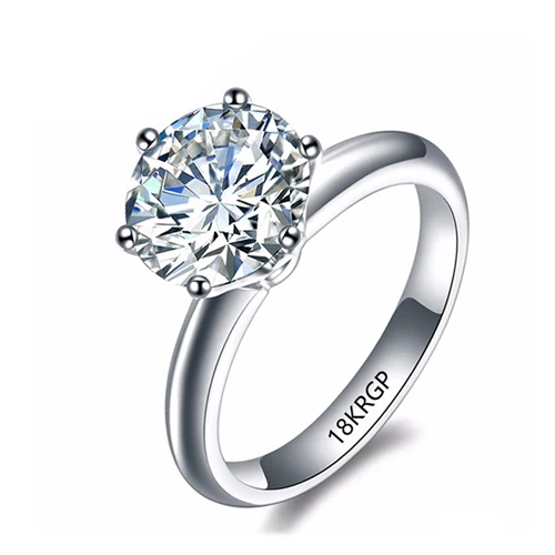 Yhamni резные 18krgp штамп золото Кольца 2ct CZ Diamant Обручение кольцо Белый/желтого золота Цвет Свадебные Кольца для для женщин подарок l1699 - Цвет основного камня: White Gold Color